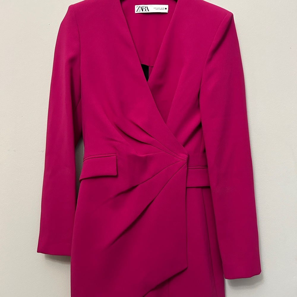 Zara Magenta Long Sleeve Wrap Dress